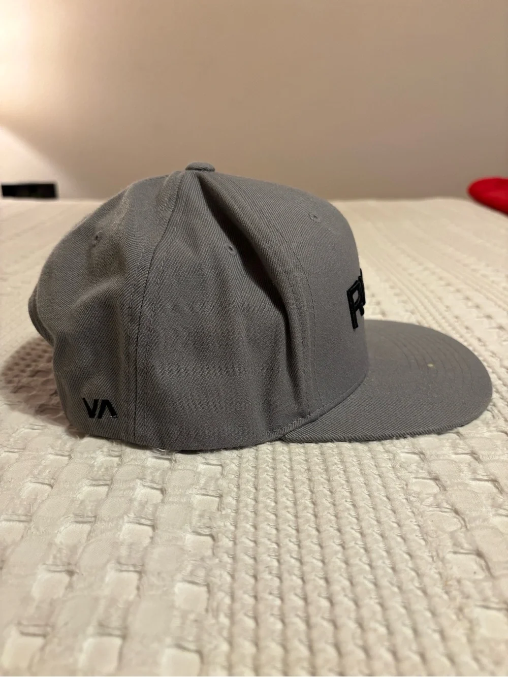 RVCA gray flat brim SnapBack cap